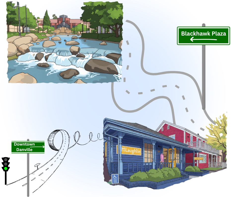 IT Services Danville CA, IT Services in Danville CA, showing Blackhawk Plaza and Downtown Danville